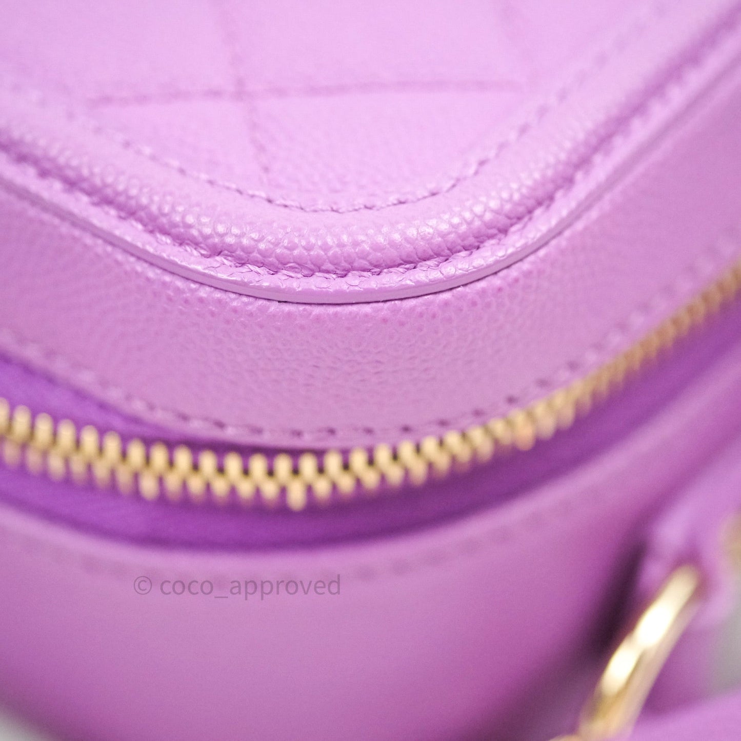 Chanel Quilted Medium CC Filigree Vanity Case Purple Caviar Gold Hardware