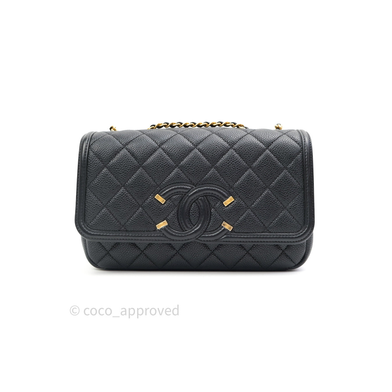 Chanel Quilted Small CC Filigree Flap Black Caviar