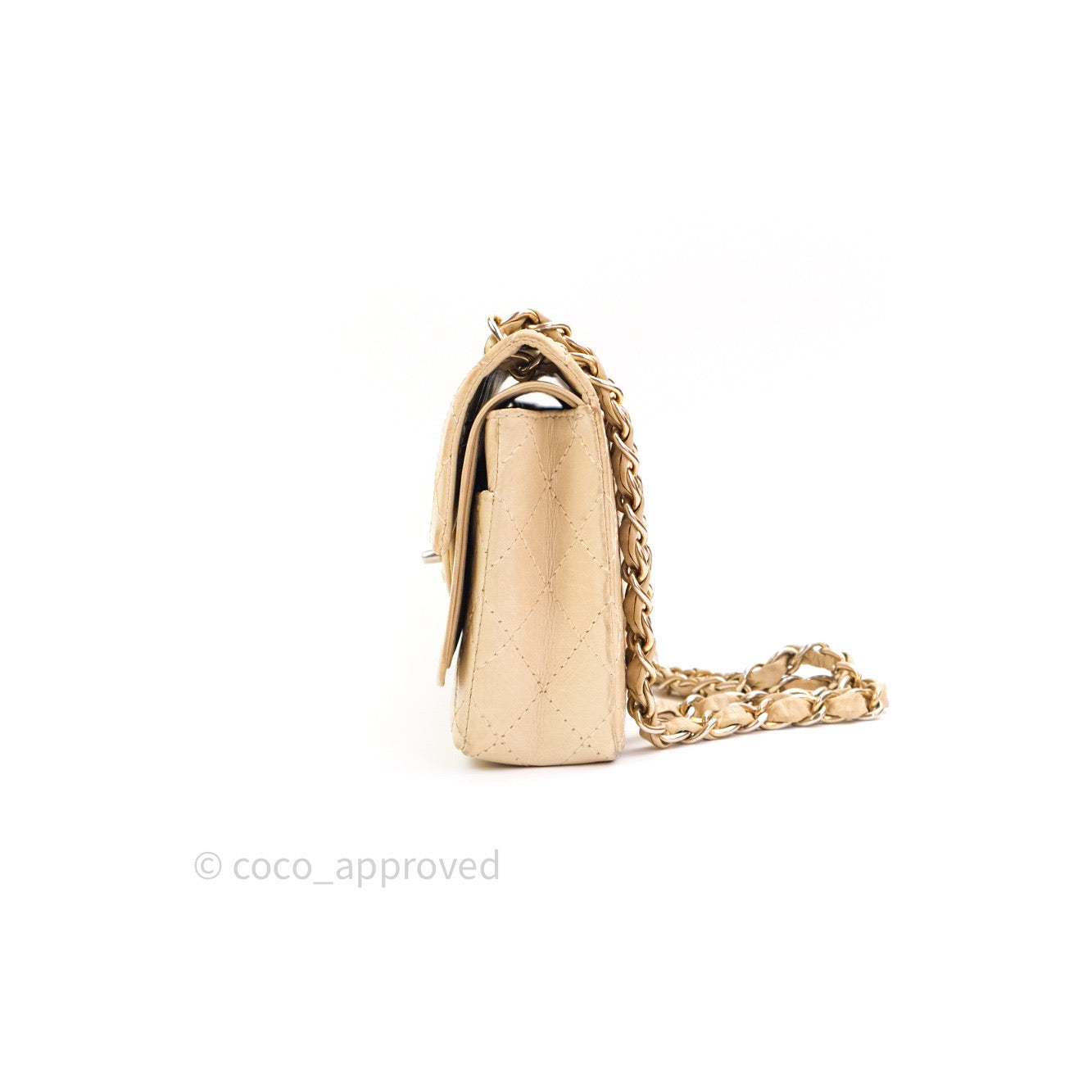 Chanel Vintage Medium Light Beige Calfskin Gold Hardware