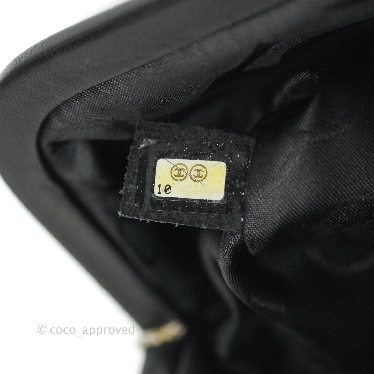 Chanel Vertical Stitch Kiss Lock Black Lambskin Clutch Silver Hardware
