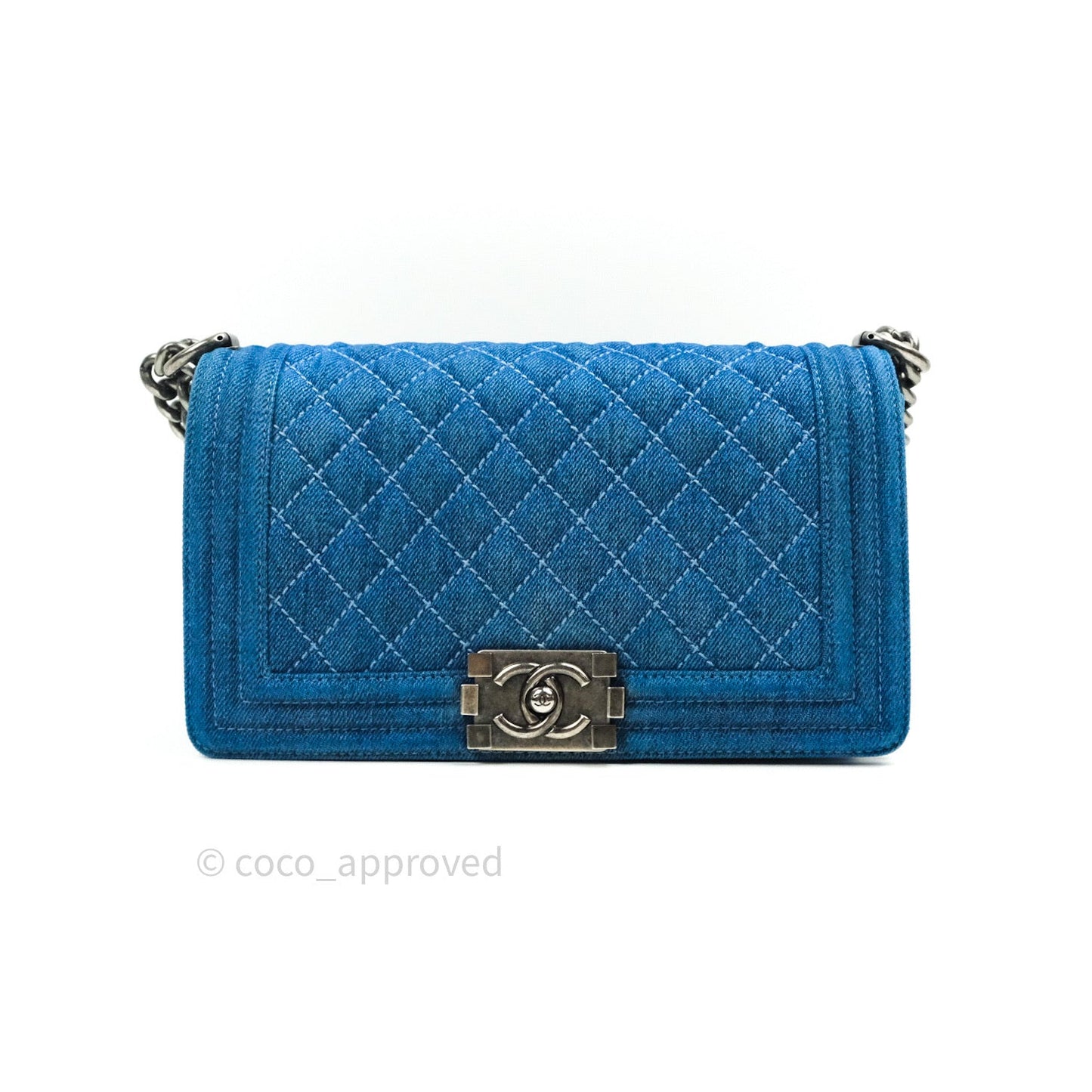 Chanel Boy Quilted Medium Denim Ruthenium Hardware