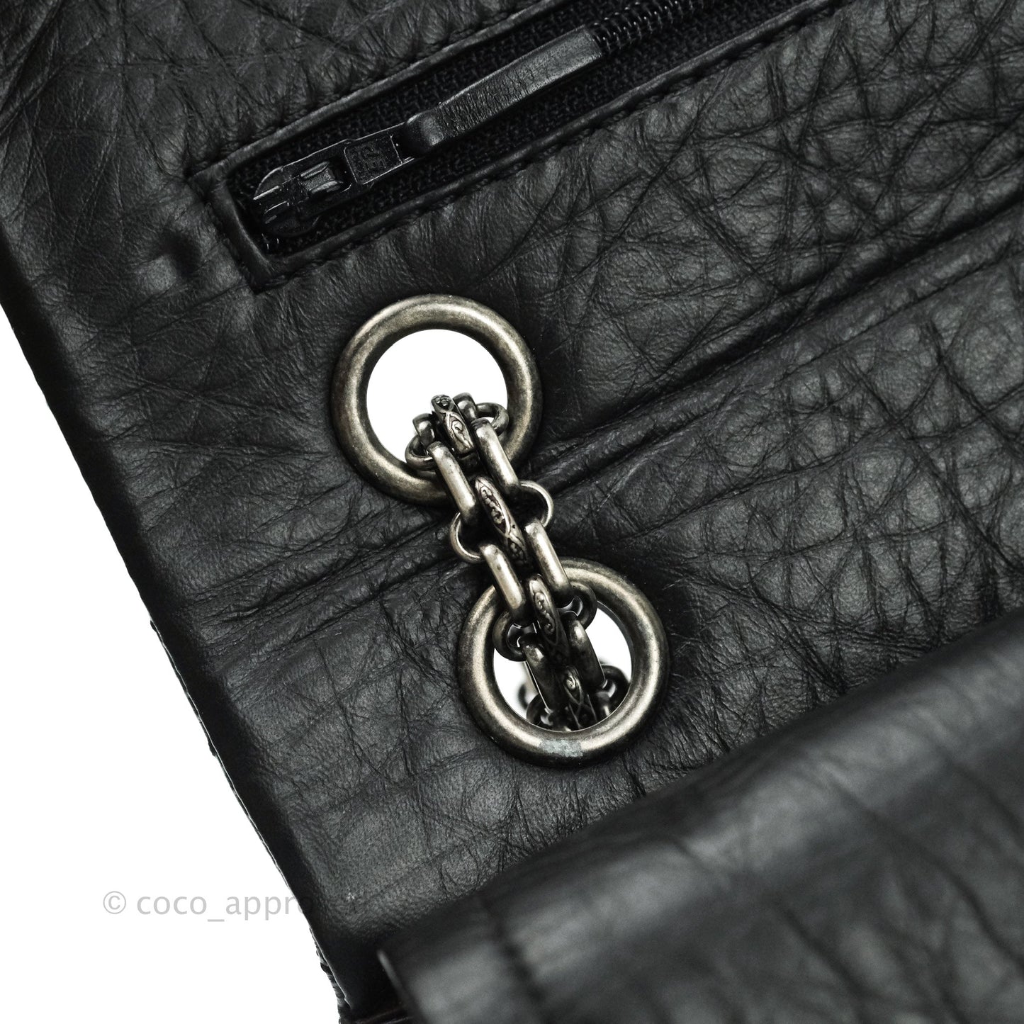 Chanel 2.55 Quilted Reissue 226 Black Aged Calfskin Ruthenium Hardware