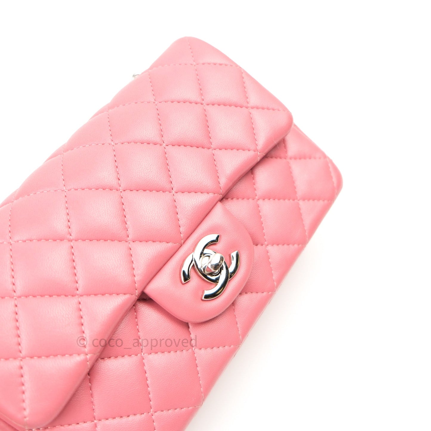 Chanel Quilted Mini Rectangular Pink Lambskin Silver Hardware