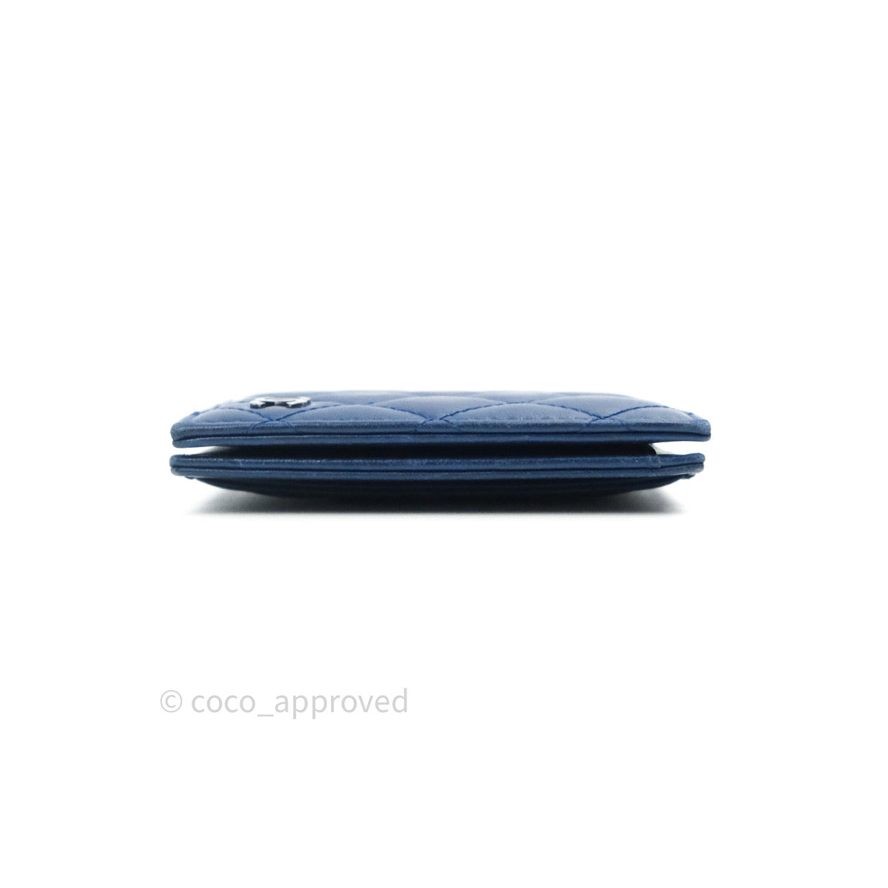 Chanel Blue Card Holder Lambskin Silver Hardware