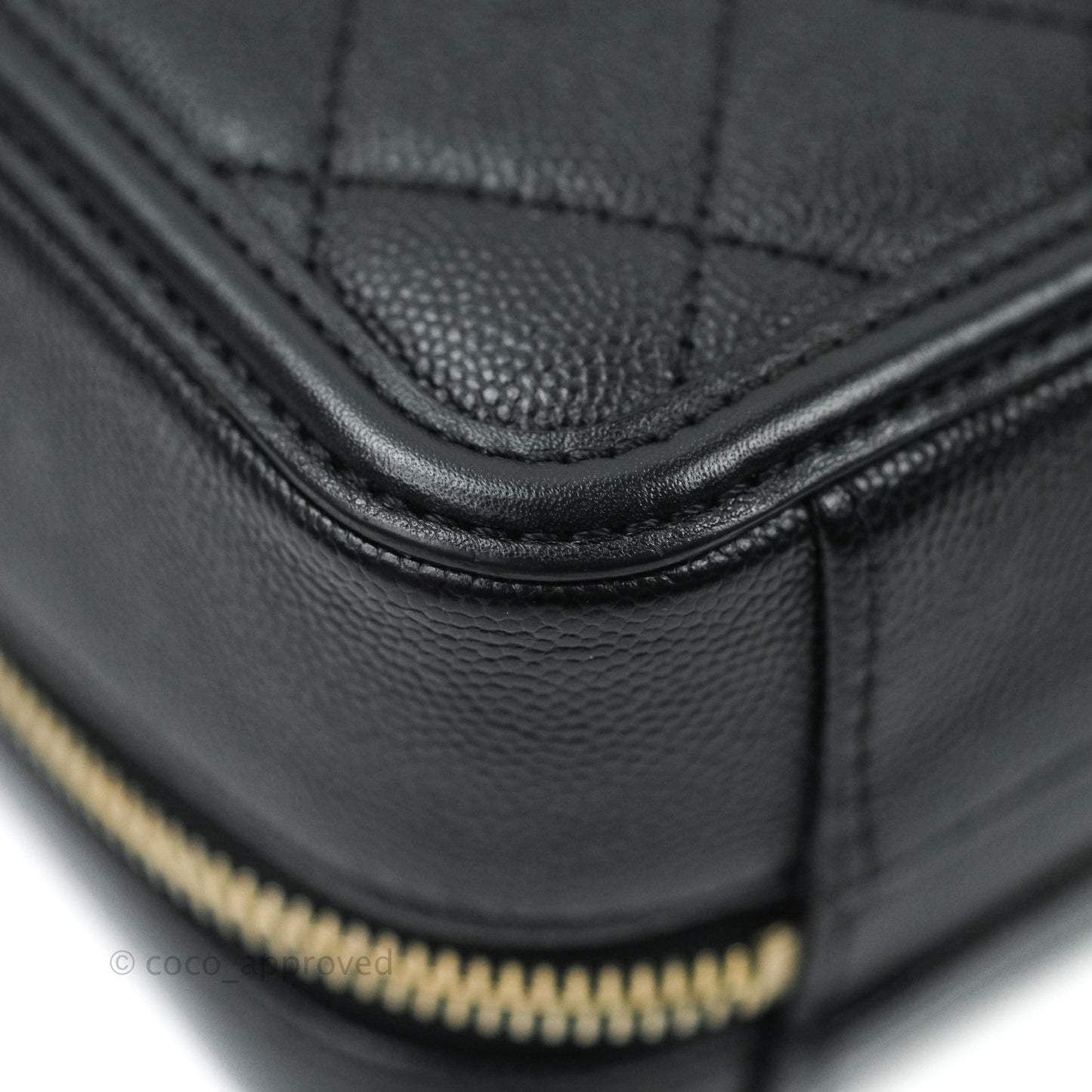 Chanel Quilted Small CC Filigree Vanity Case Black Caviar
