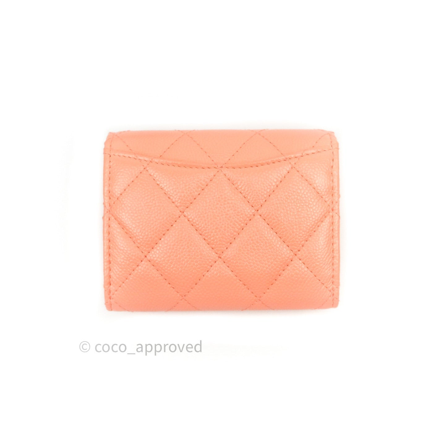 Chanel Mini Wallet With Chain Salmon Pink Caviar Silver Hardware