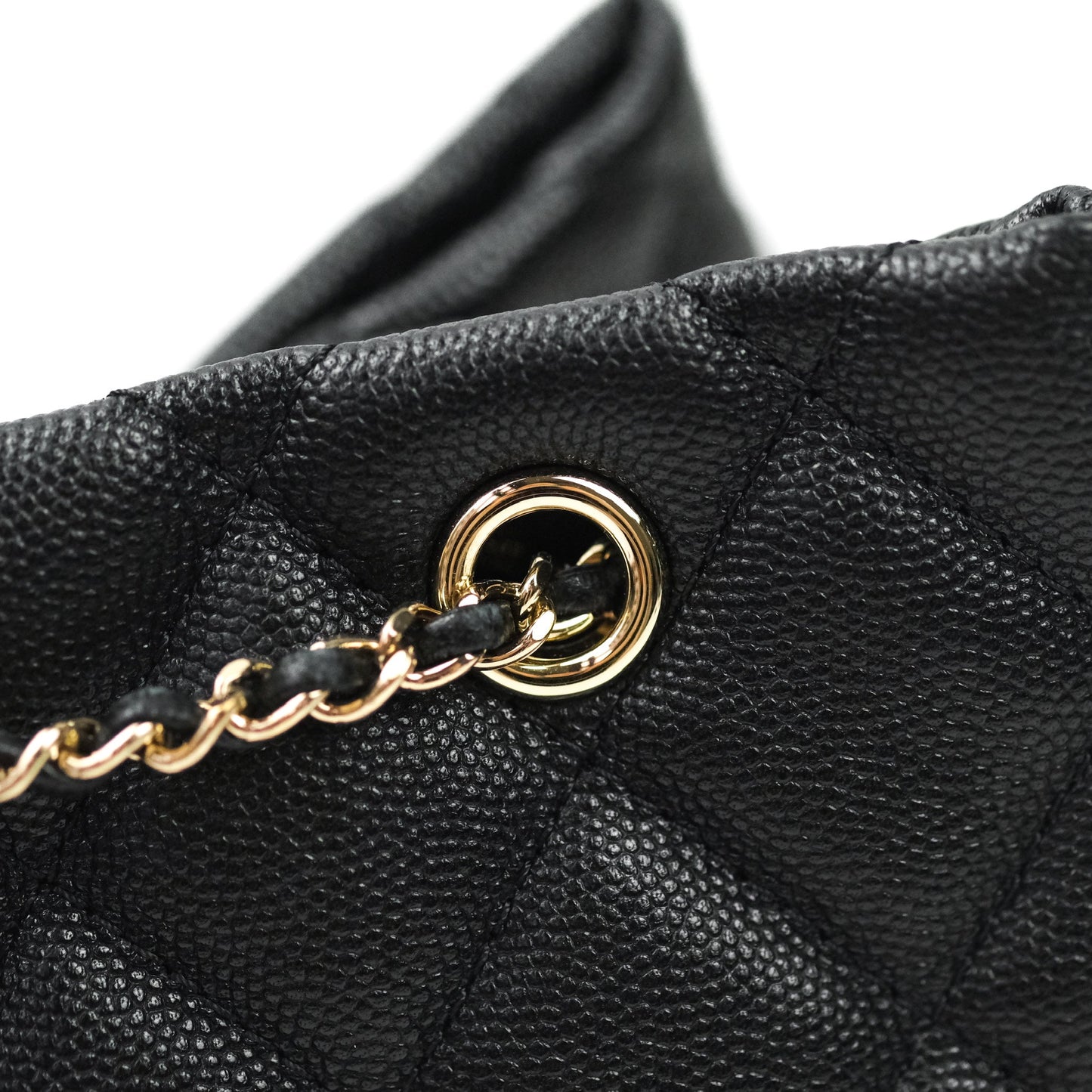 Chanel Caviar Quilted Rolled Up Bucket Drawstring Bag Black Gold Hardware