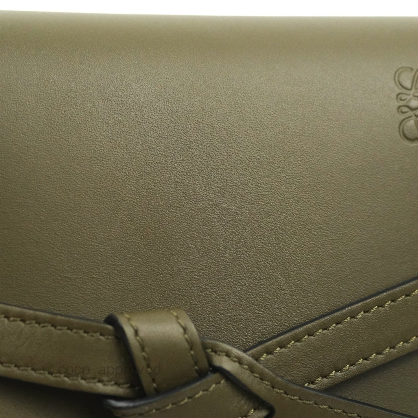 Loewe Mini Gate Bag in Soft Calfskin & Jacquard Strap Autumn Green