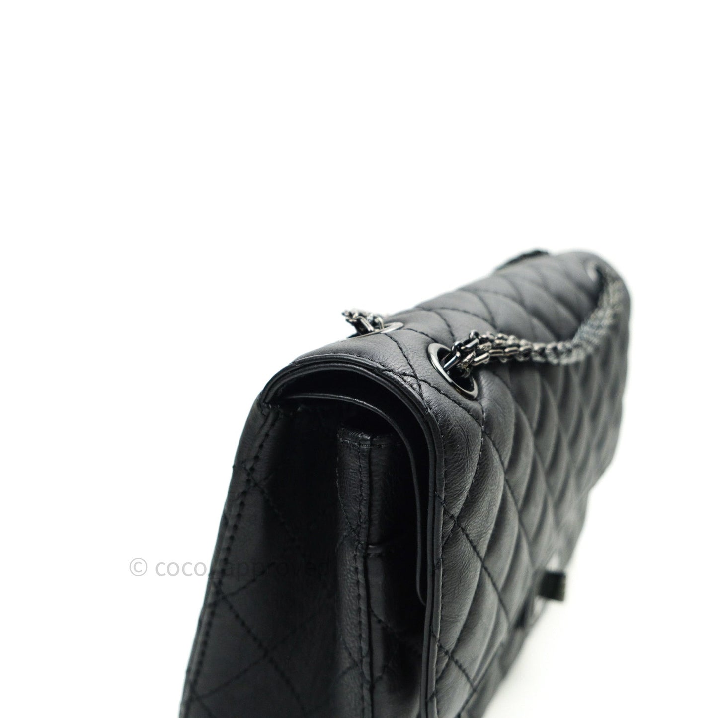 Chanel 2.55 Quilted Reissue 226 Double Flap So Black Crumpled Calfskin