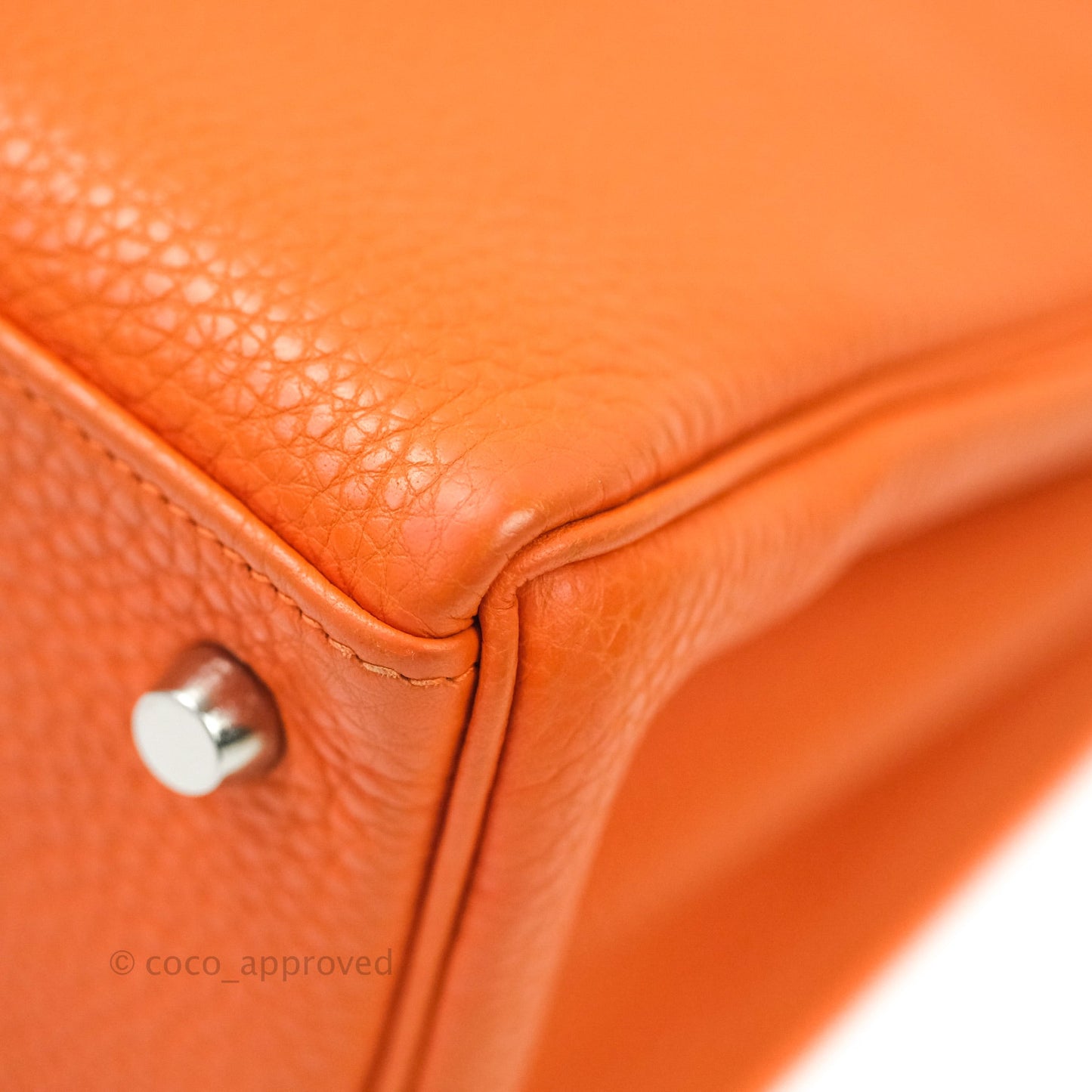 Hermès Kelly 28 Orange Palladium Hardware Togo