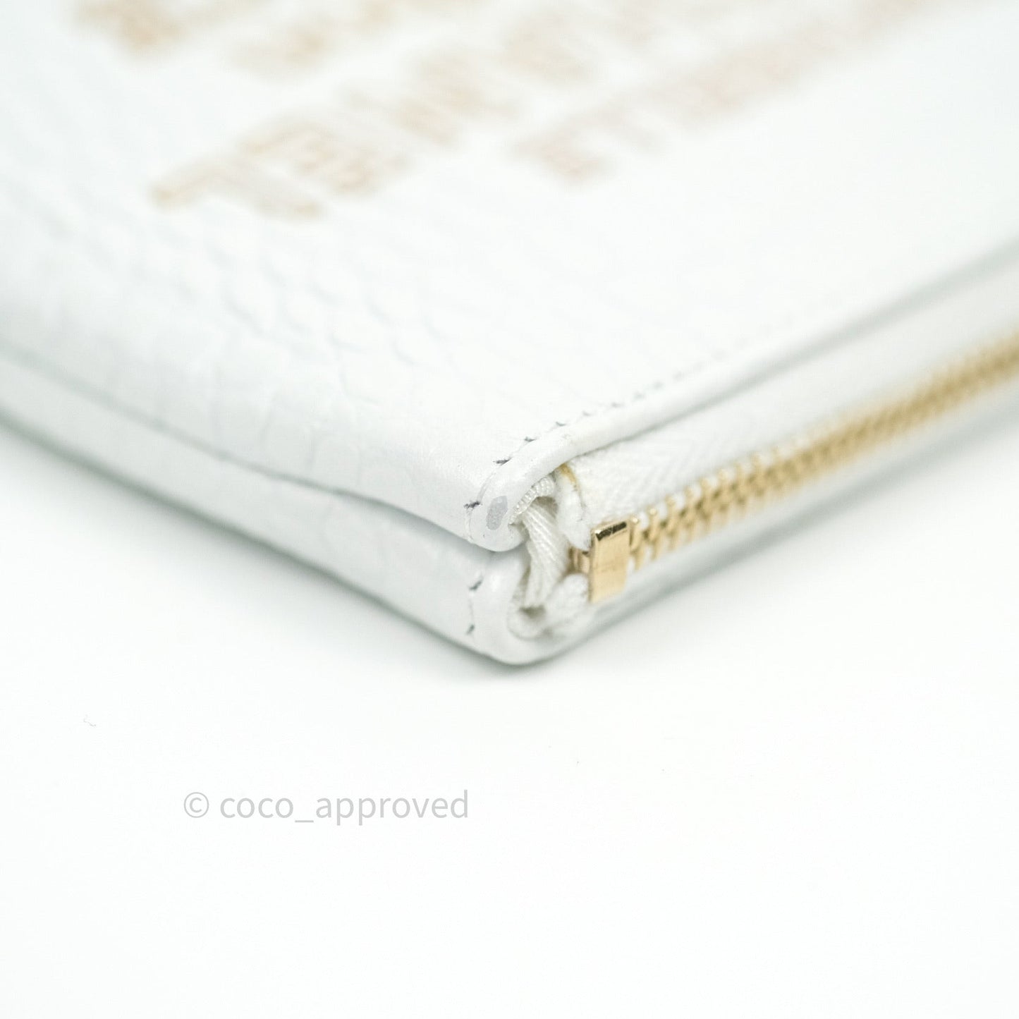 Chanel Calfskin Crocodile Embossed Mini O Case White Gold