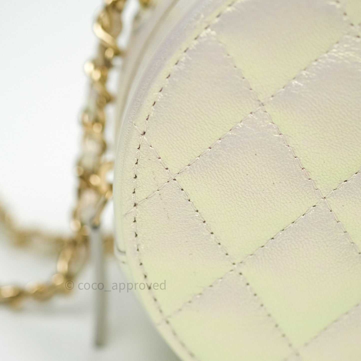 Chanel Round Circle Bag Iridescent Ivory Gold Hardware