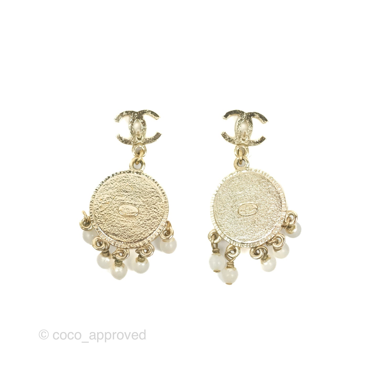 Chanel CC Gripoix Stone Drop Earrings Gold Tone 07P