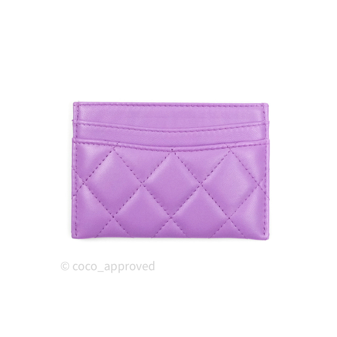 Chanel Quilted Classic Purple Lambskin Silver Hardware Flat Card Holder