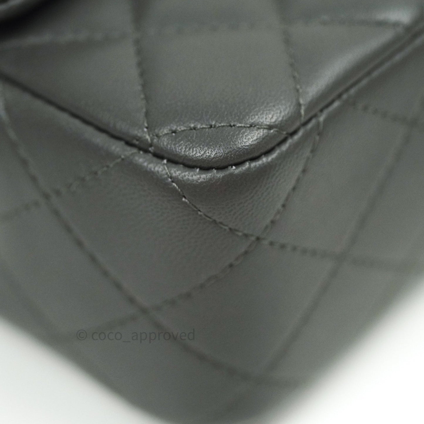 Chanel Quilted Mini Rectangular Dark Grey Lambskin Gold Hardware