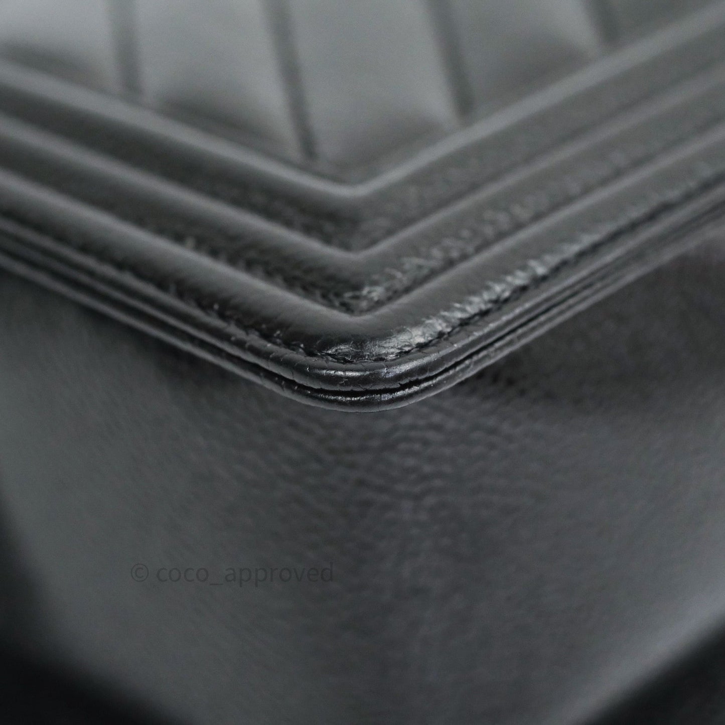 Chanel Boy Chevron Medium Black Caviar Silver Hardware