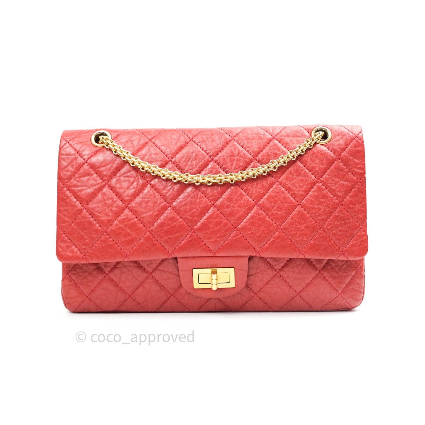 Chanel Reissue Quilted Aged Calfskin Coral Red Ruthenium Hardware 227