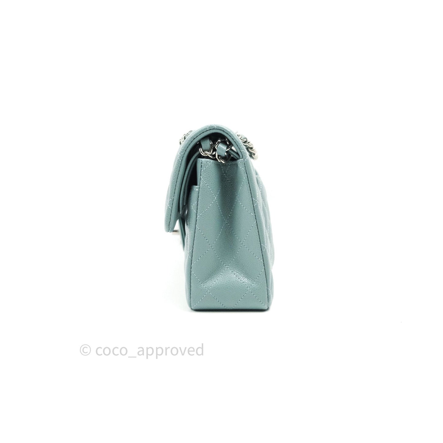 Chanel Classic Small S/M Flap Light Blue Caviar Silver Hardware 20B