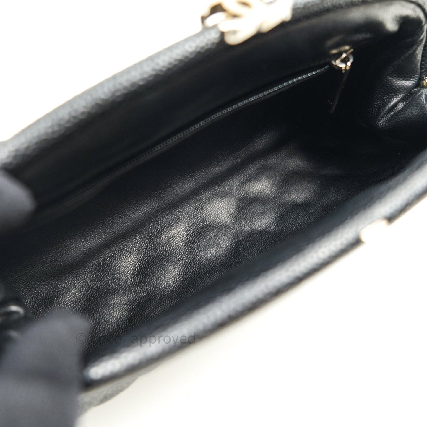 Chanel Quilted Timeless Kisslock Clutch Black Caviar Silver Hardware