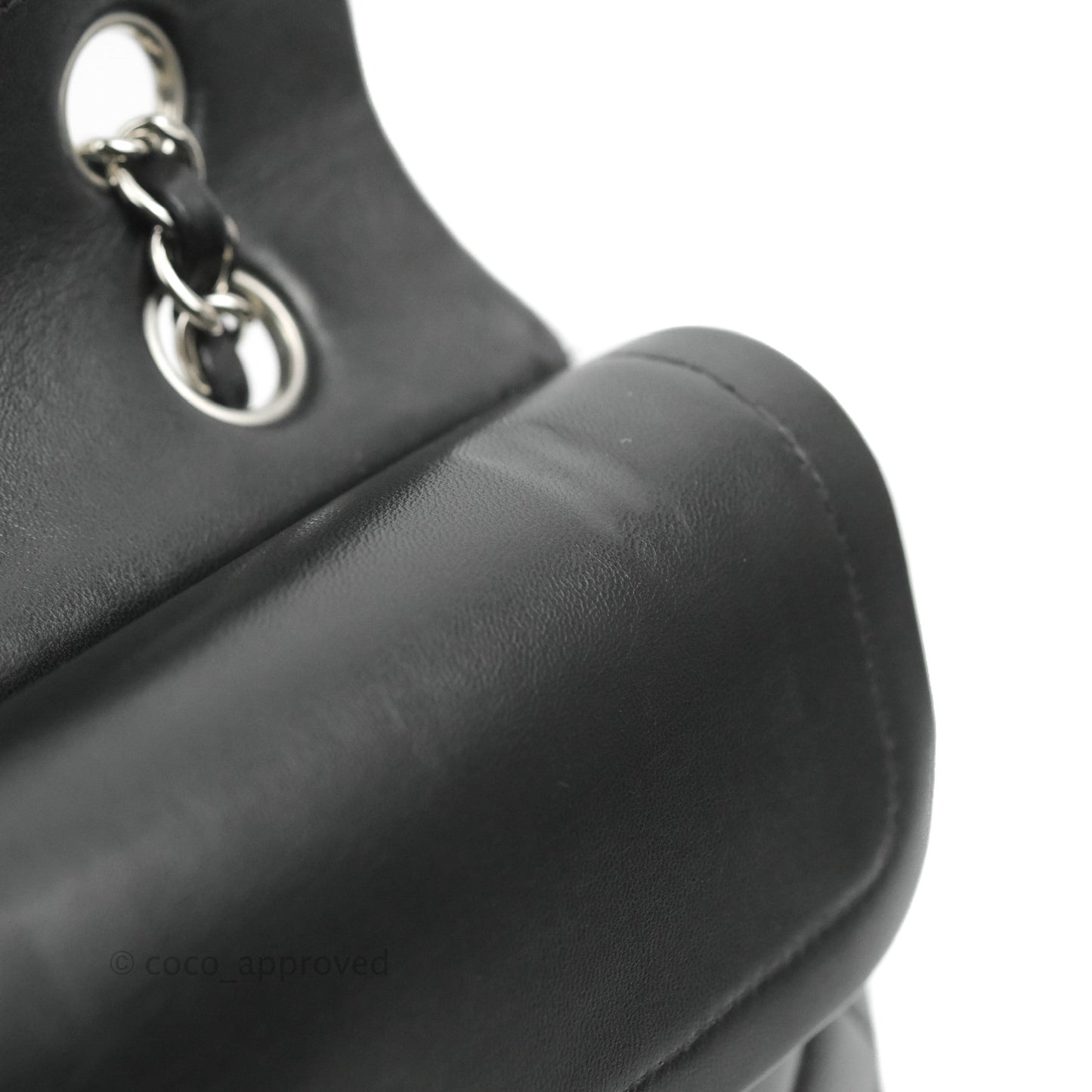 Chanel Classic M/L Medium Flap Quilted Black Lambskin Silver Hardware