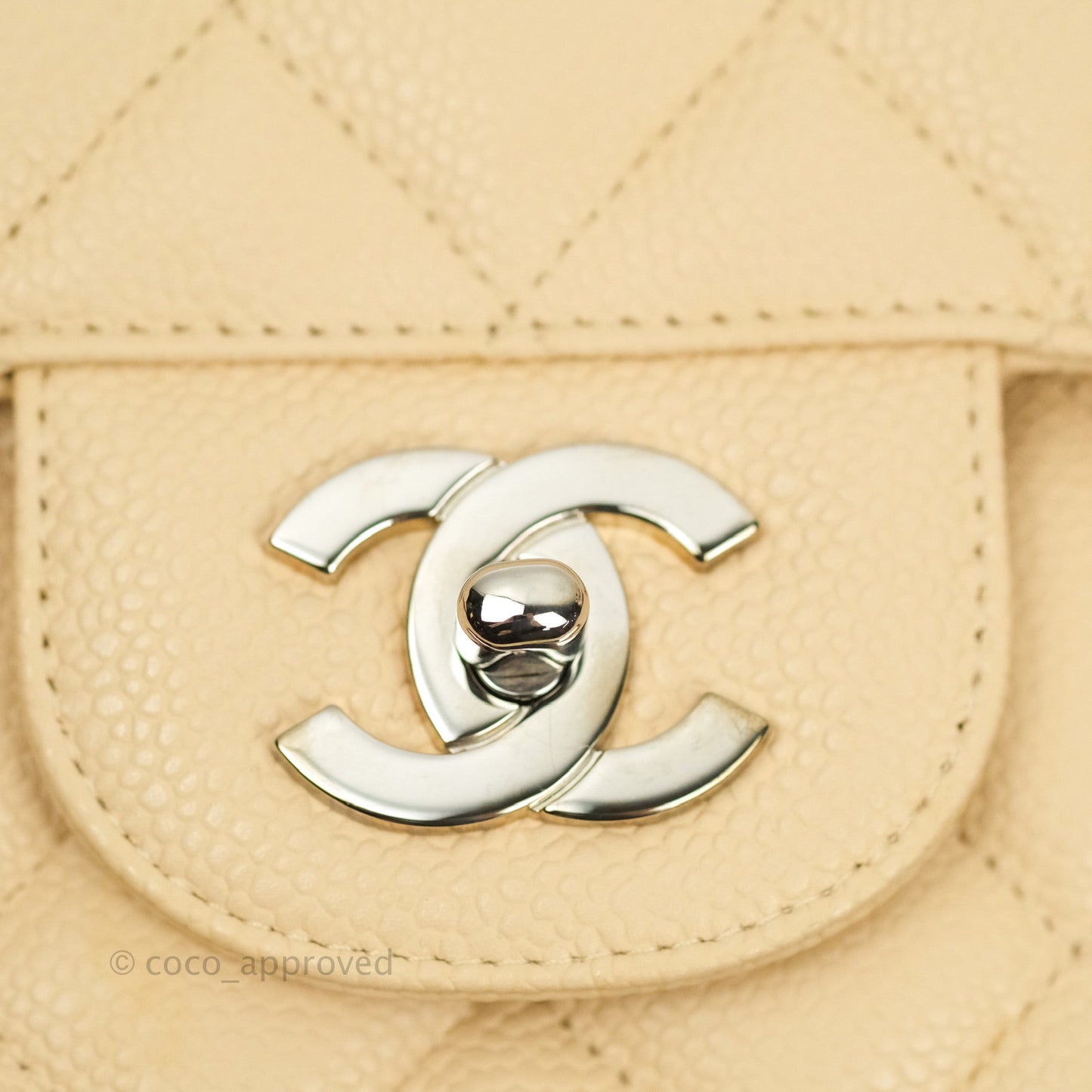 Chanel Jumbo Single Flap Beige Caviar Silver Hardware⁣⁣