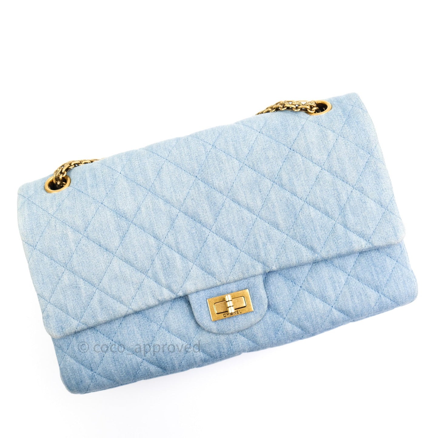 Chanel Reissue Quilted Denim Blue Gold Hardware 226