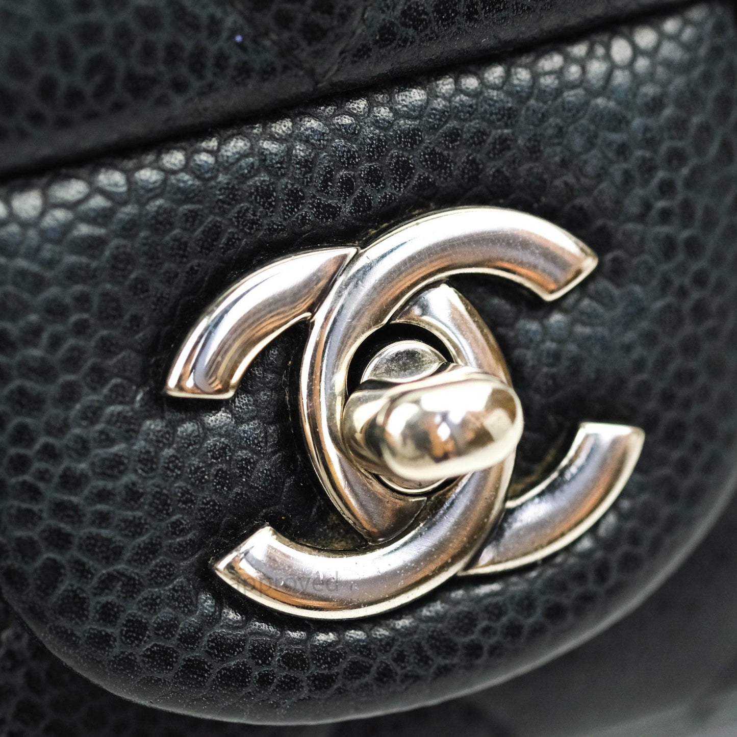 Chanel Mini Square Black Quilted Caviar Ruthenium Hardware