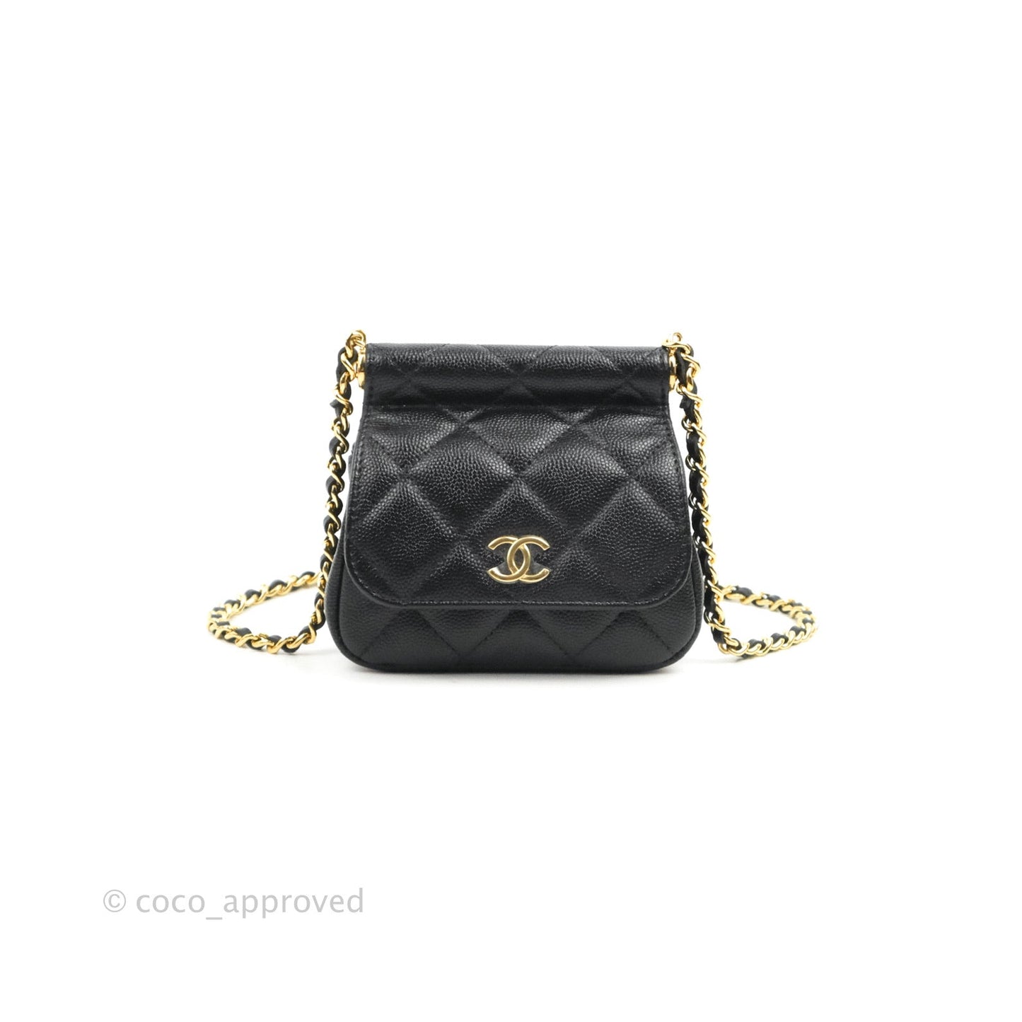 Chanel Clutch with Chain Black Caviar Gold Hardware 22K