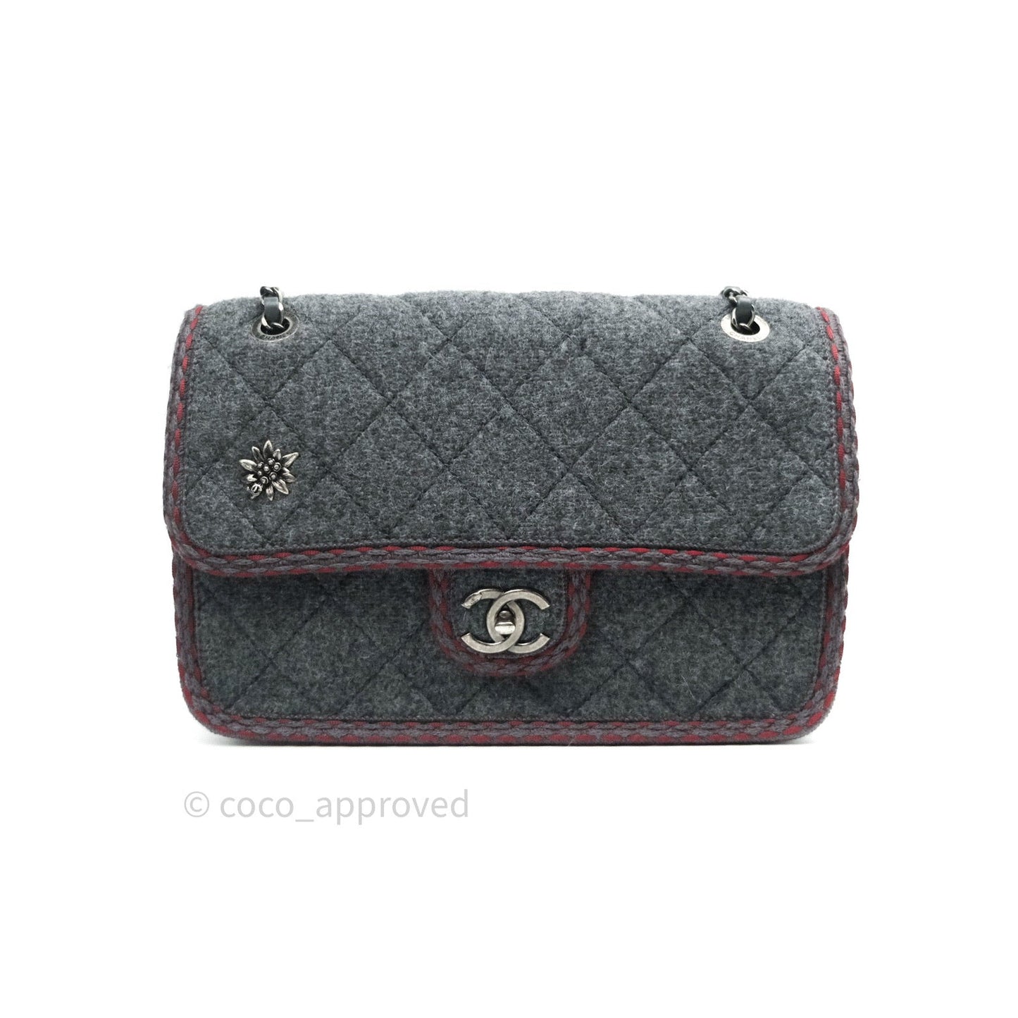 Chanel Jumbo Wool Flap Bag with Braid And Edelweiss in Grey