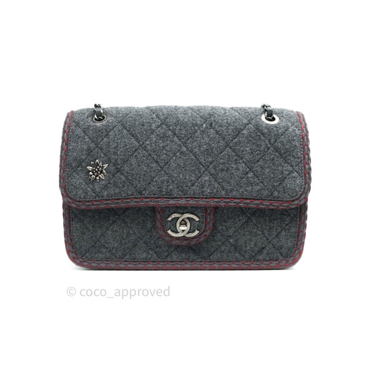 Chanel Jumbo Wool Flap Bag with Braid And Edelweiss in Grey