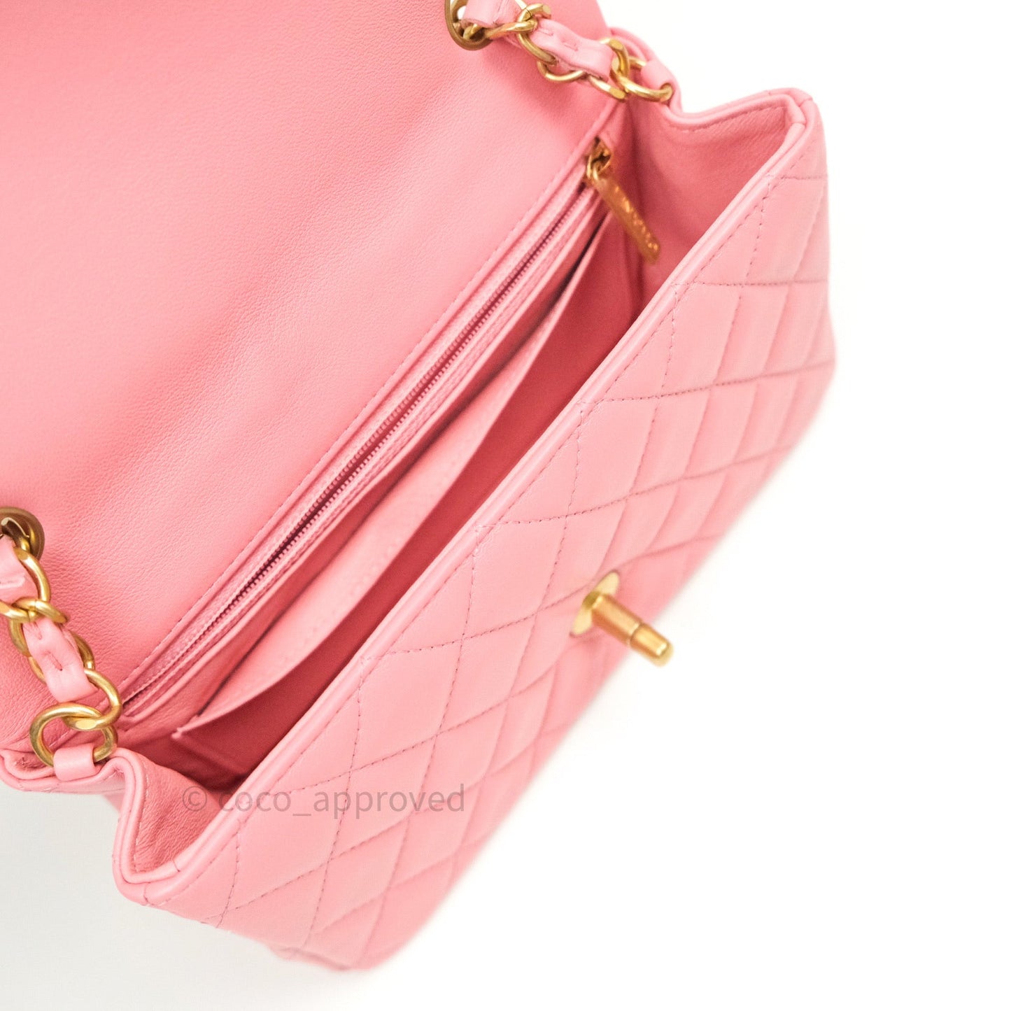Chanel Quilted Mini Rectangular Pink Lambskin Gold Hardware