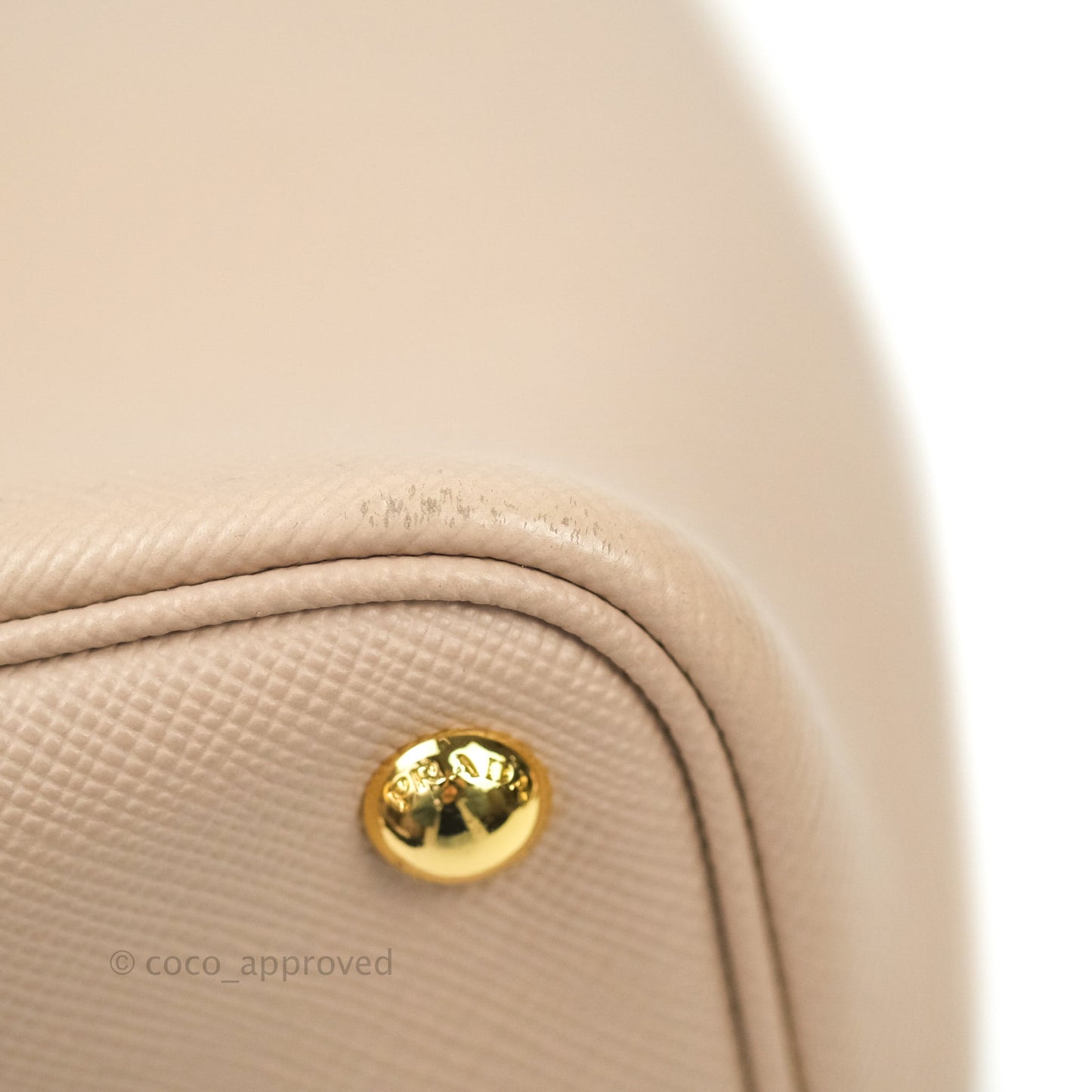 Prada Large Saffiano Cuir Double Prada Bag in Cameo/Rose Gold Hardware