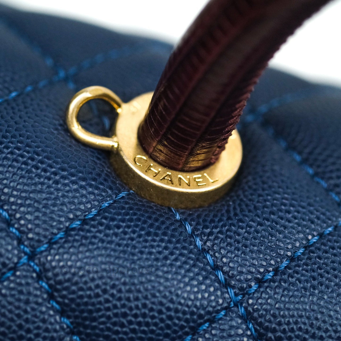 Chanel Quilted Medium Coco Handle Flap Navy Caviar Lizard Handle