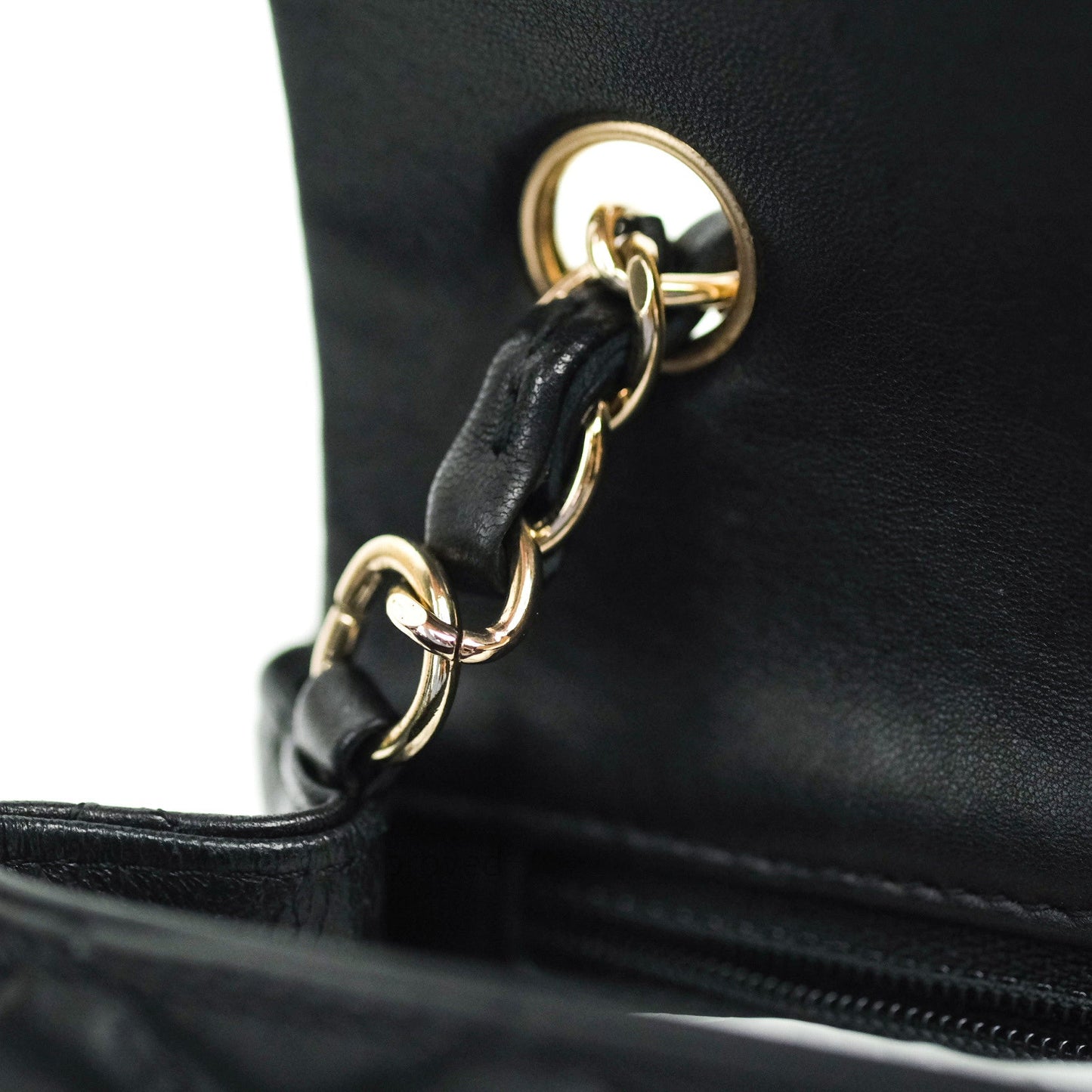 Chanel Quilted Mini Rectangular Black Lambskin Gold Hardware