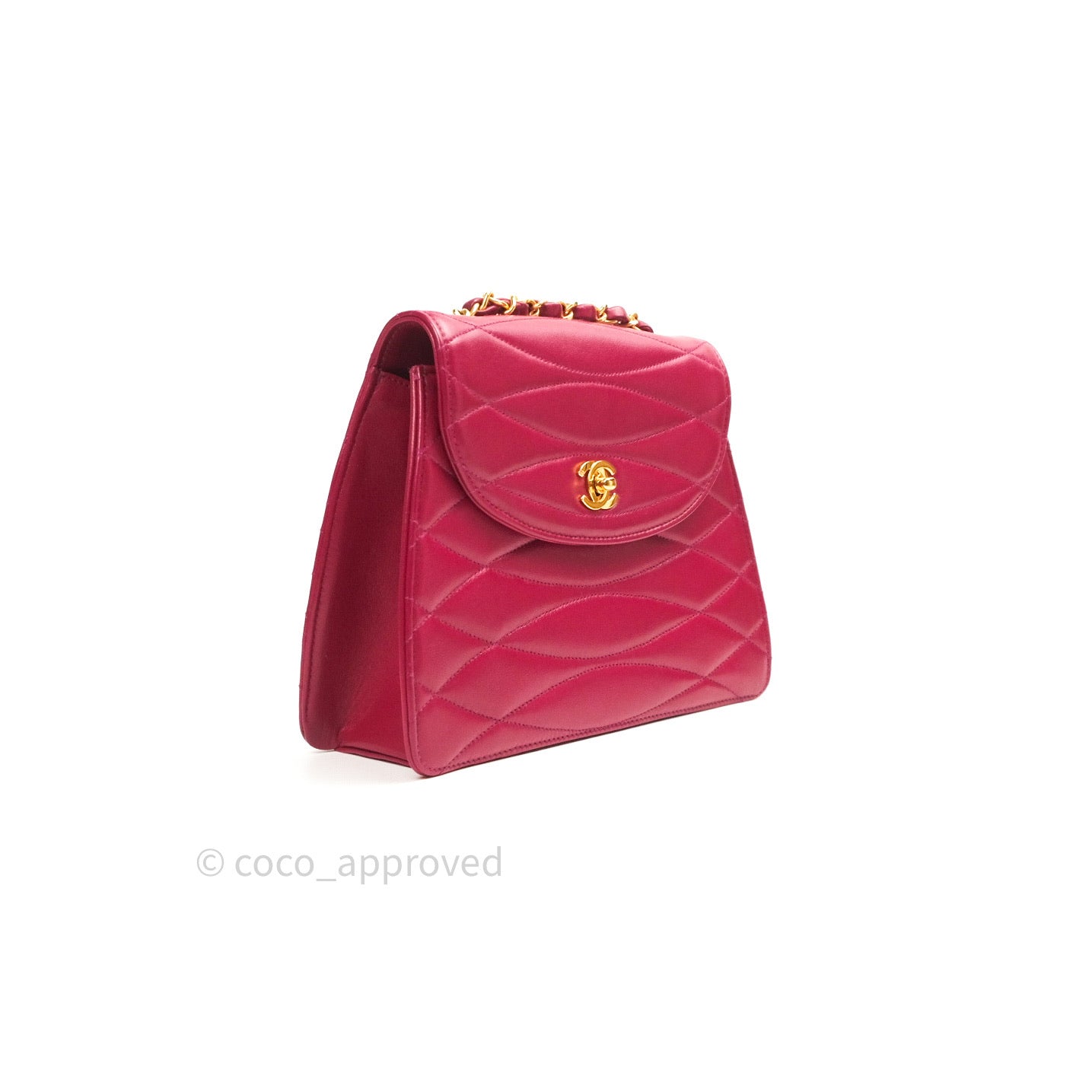 Chanel Vintage Dark Red Pink Lambskin 24K Gold Hardware