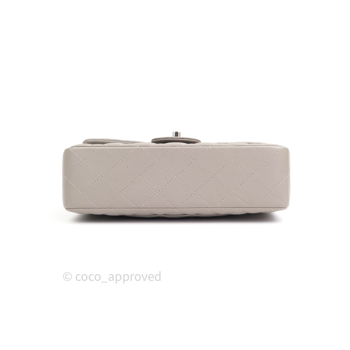 Chanel Classic Small S/M Flap Grey Lambskin Silver Hardware