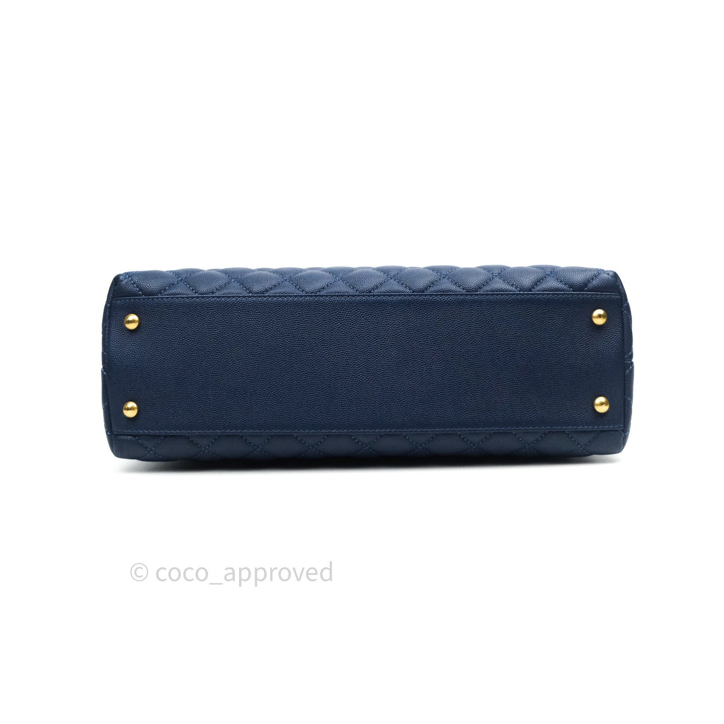 Chanel Quilted Medium Coco Handle Flap Navy Caviar Lizard Handle