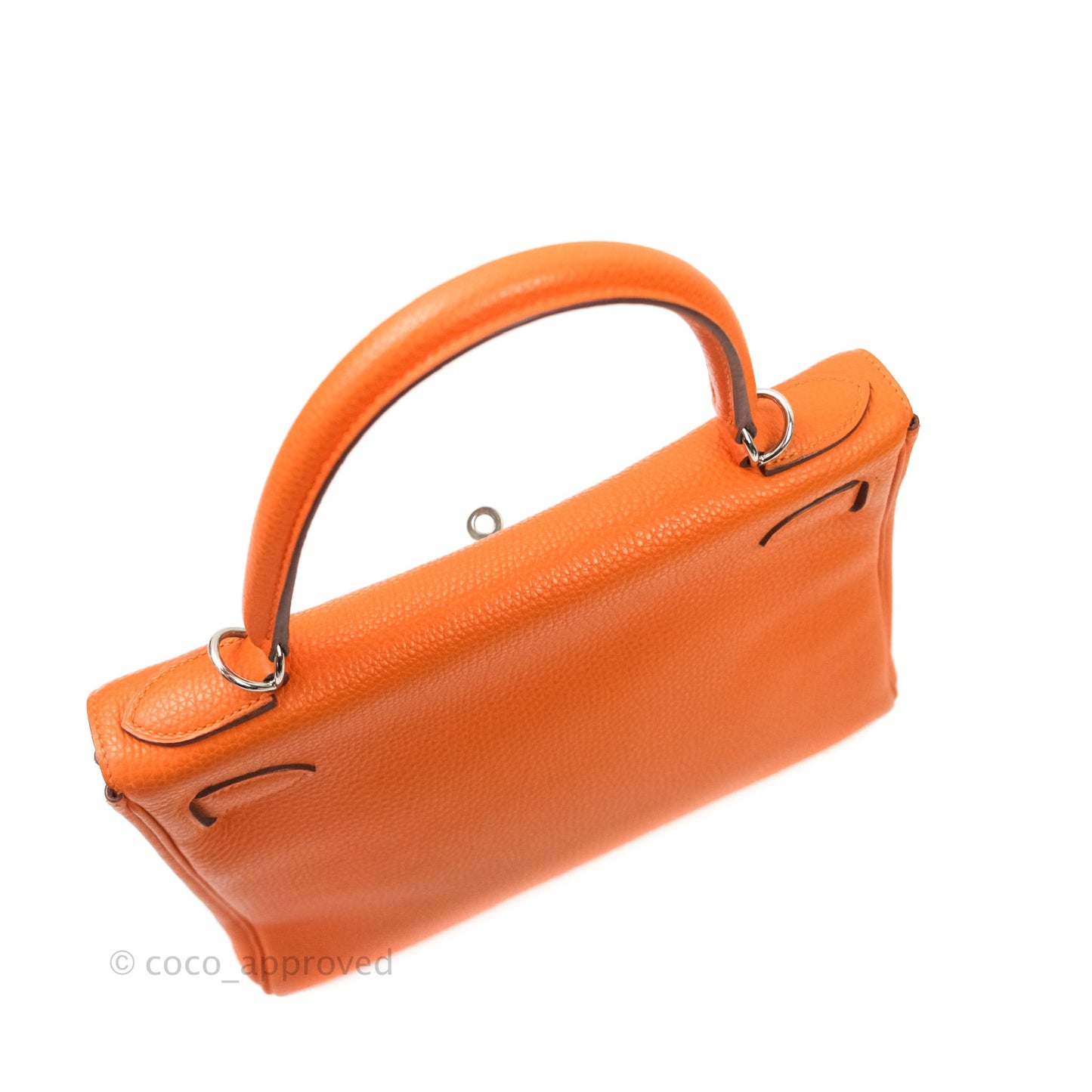 Hermès Kelly 28 Orange Palladium Hardware Togo