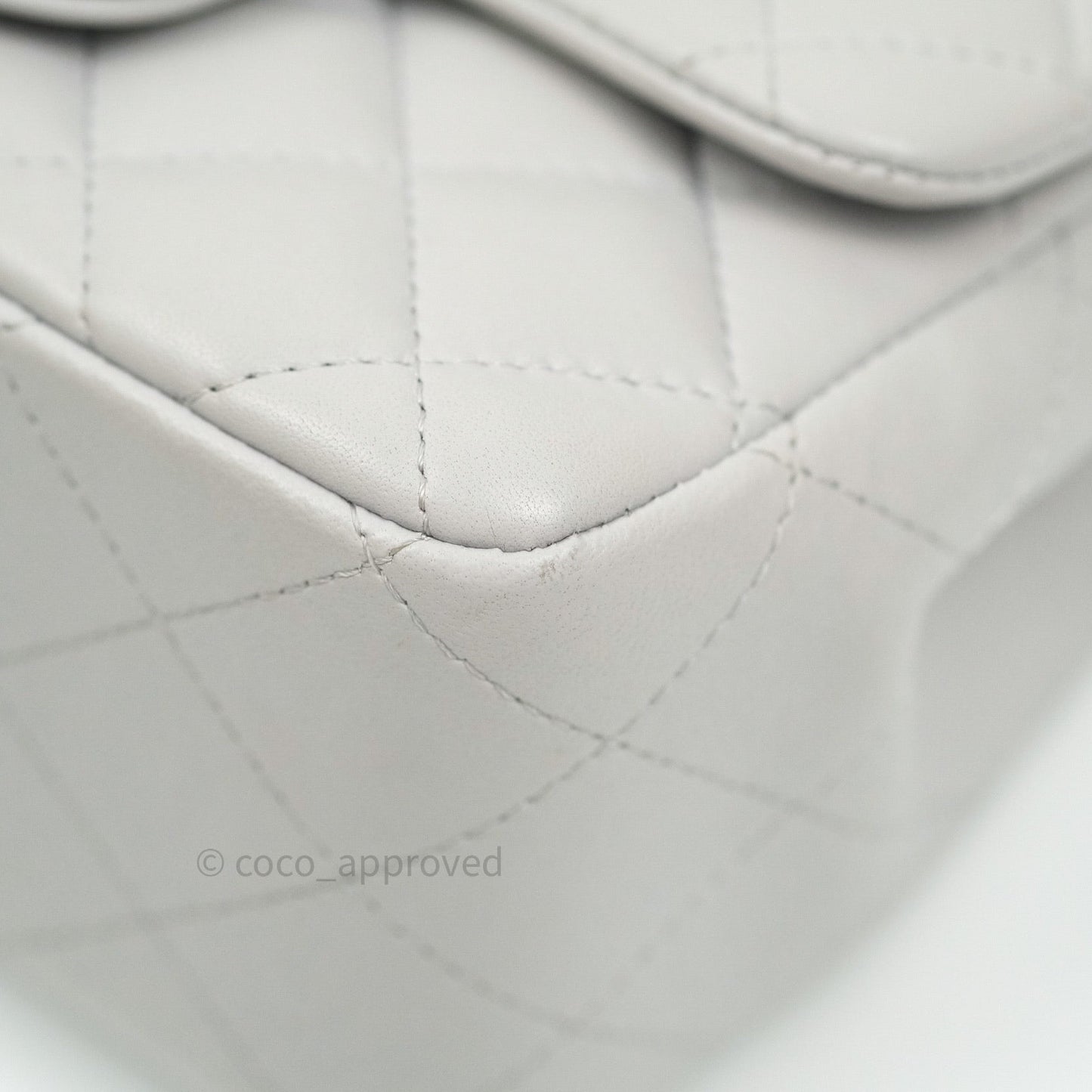 Chanel Mini Square Grey Lambskin Silver Hardware 19B