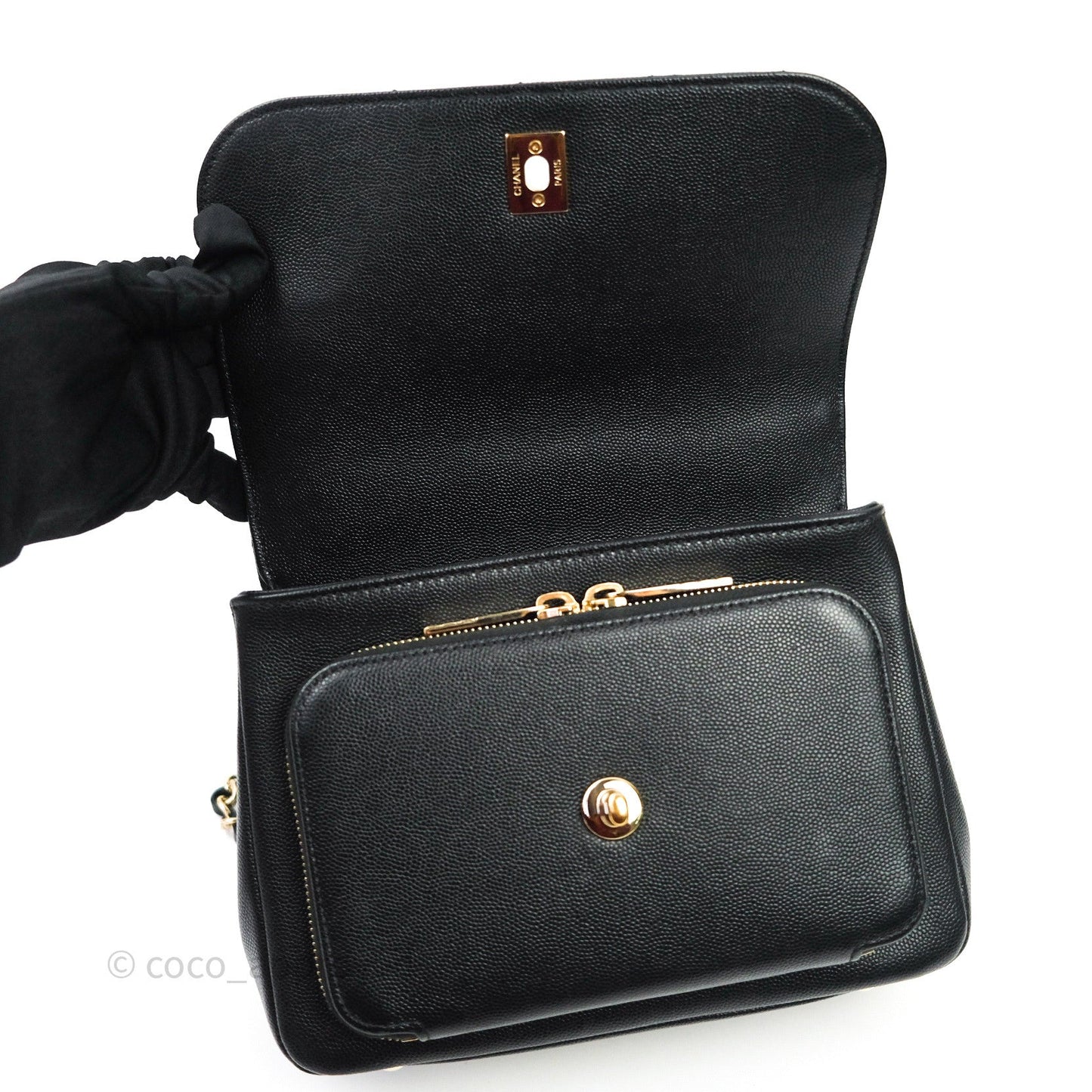 Chanel Quilted Medium Business Affinity Flap Black Caviar Light Gold Hardware