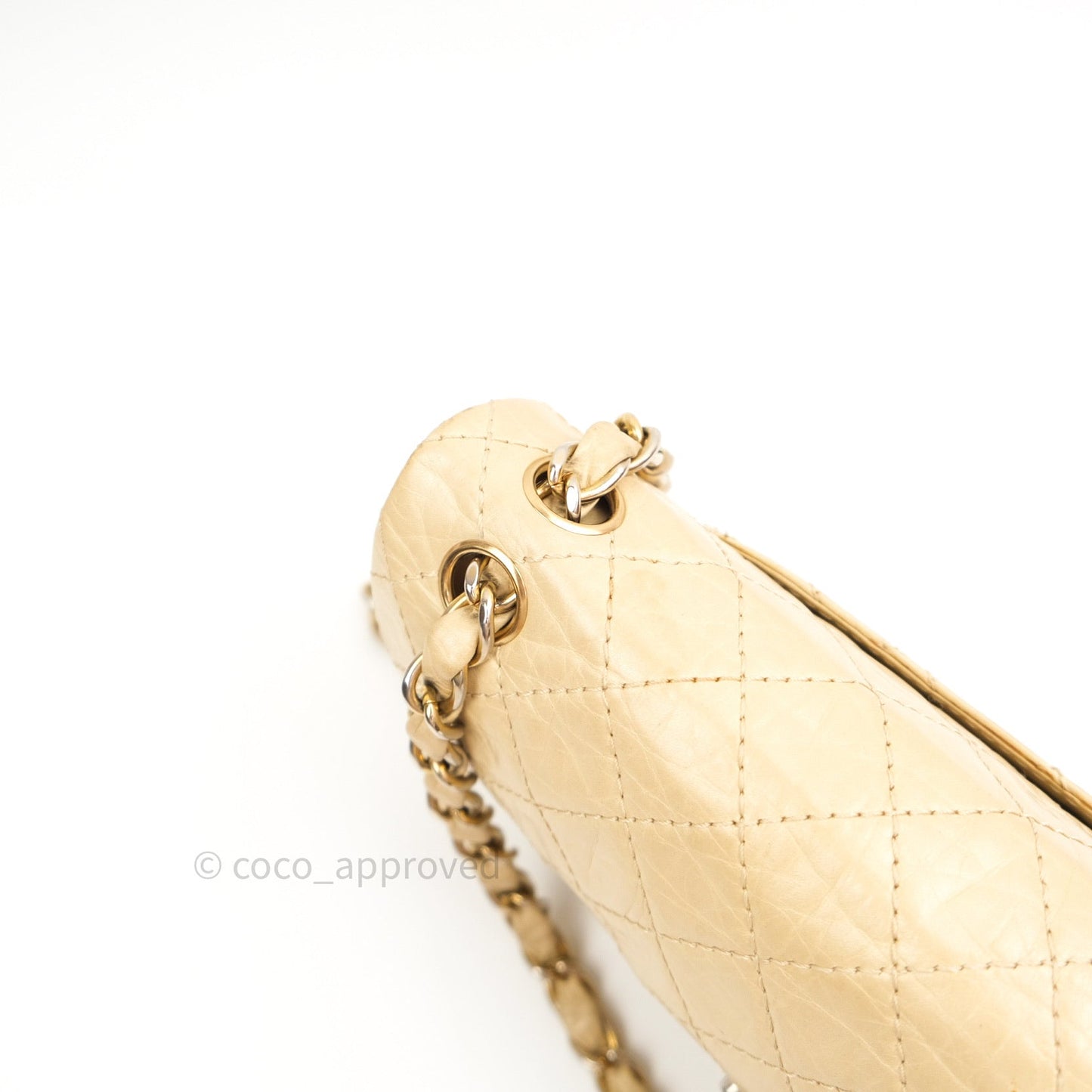 Chanel Vintage Medium Light Beige Calfskin Gold Hardware