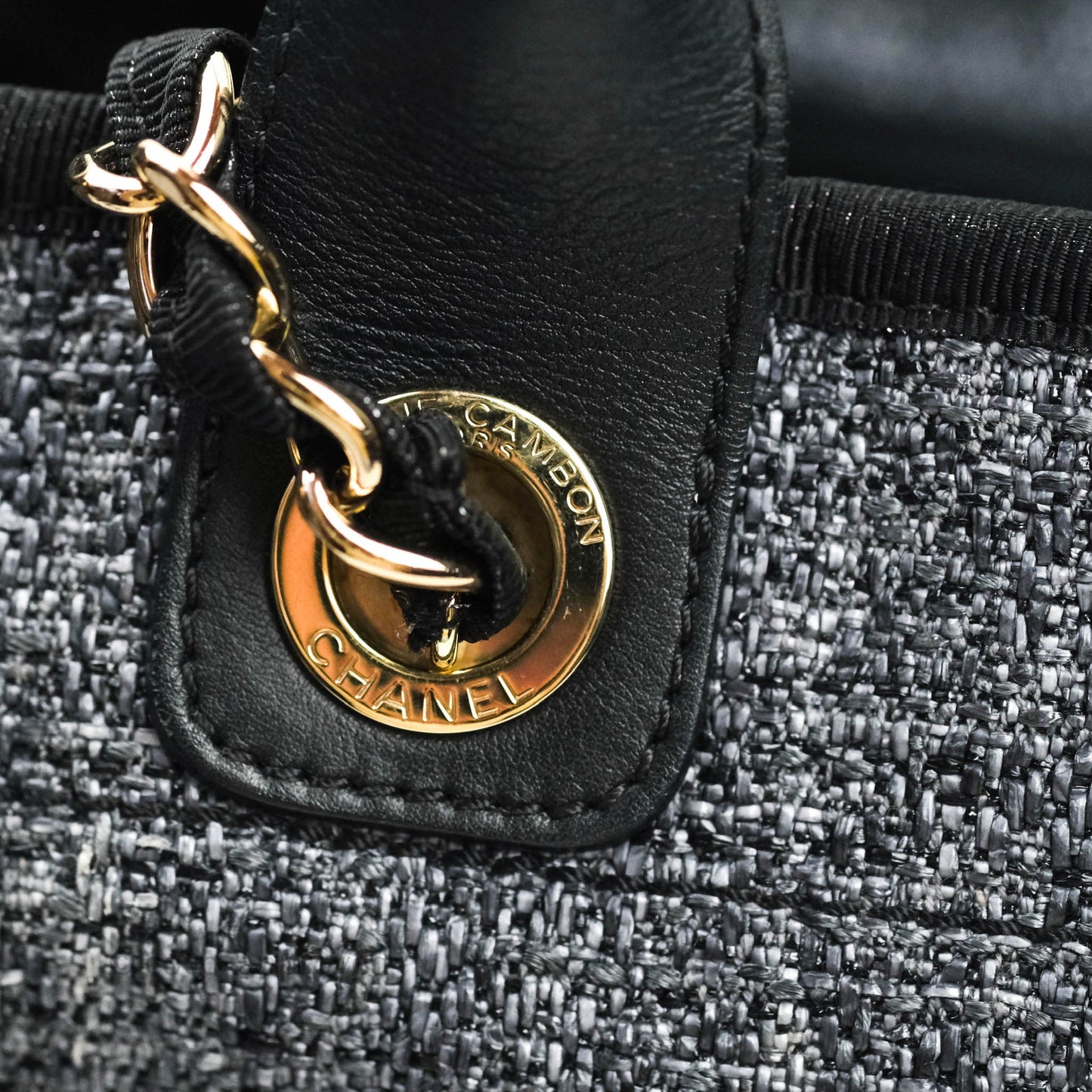 Chanel Large Deauville Charcoal Grey Canvas