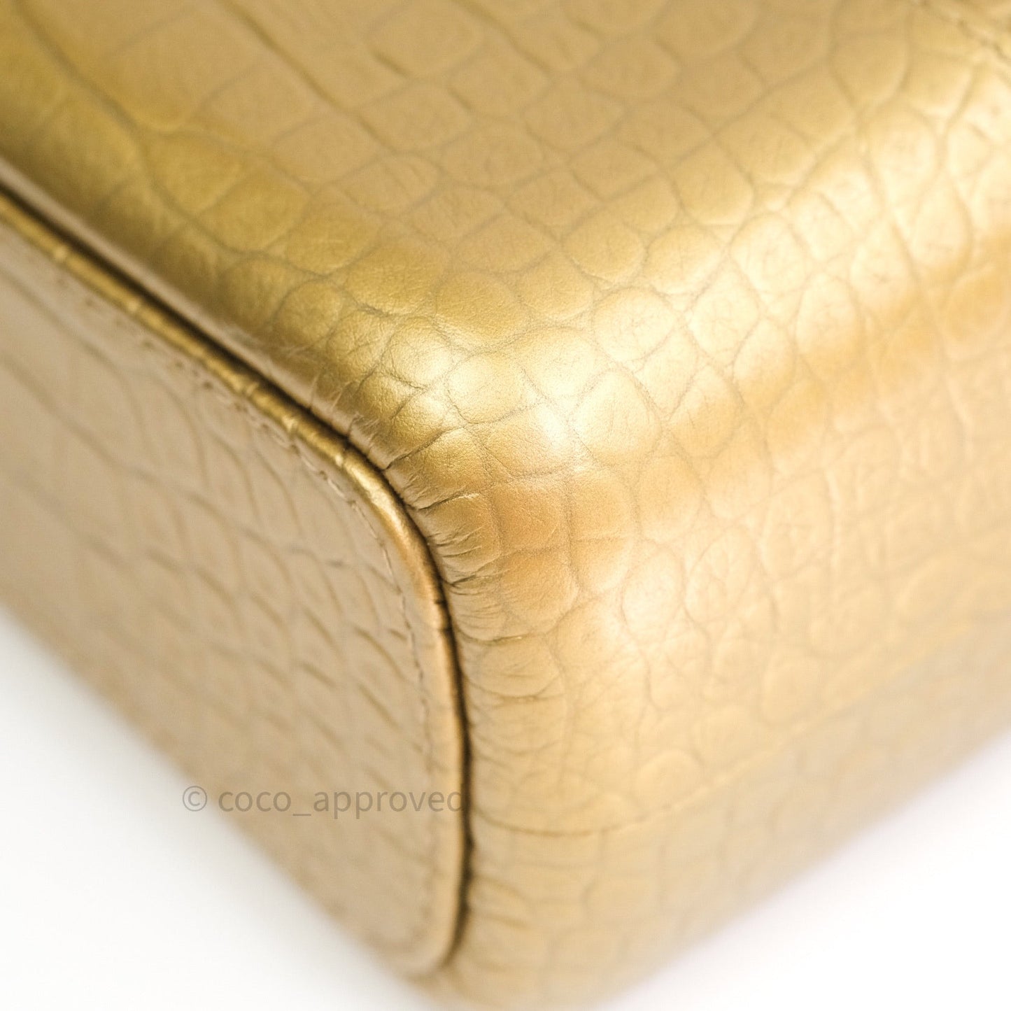Chanel Crocodile Embossed Calfskin Medium Gabrielle Cocodile Hobo Gold