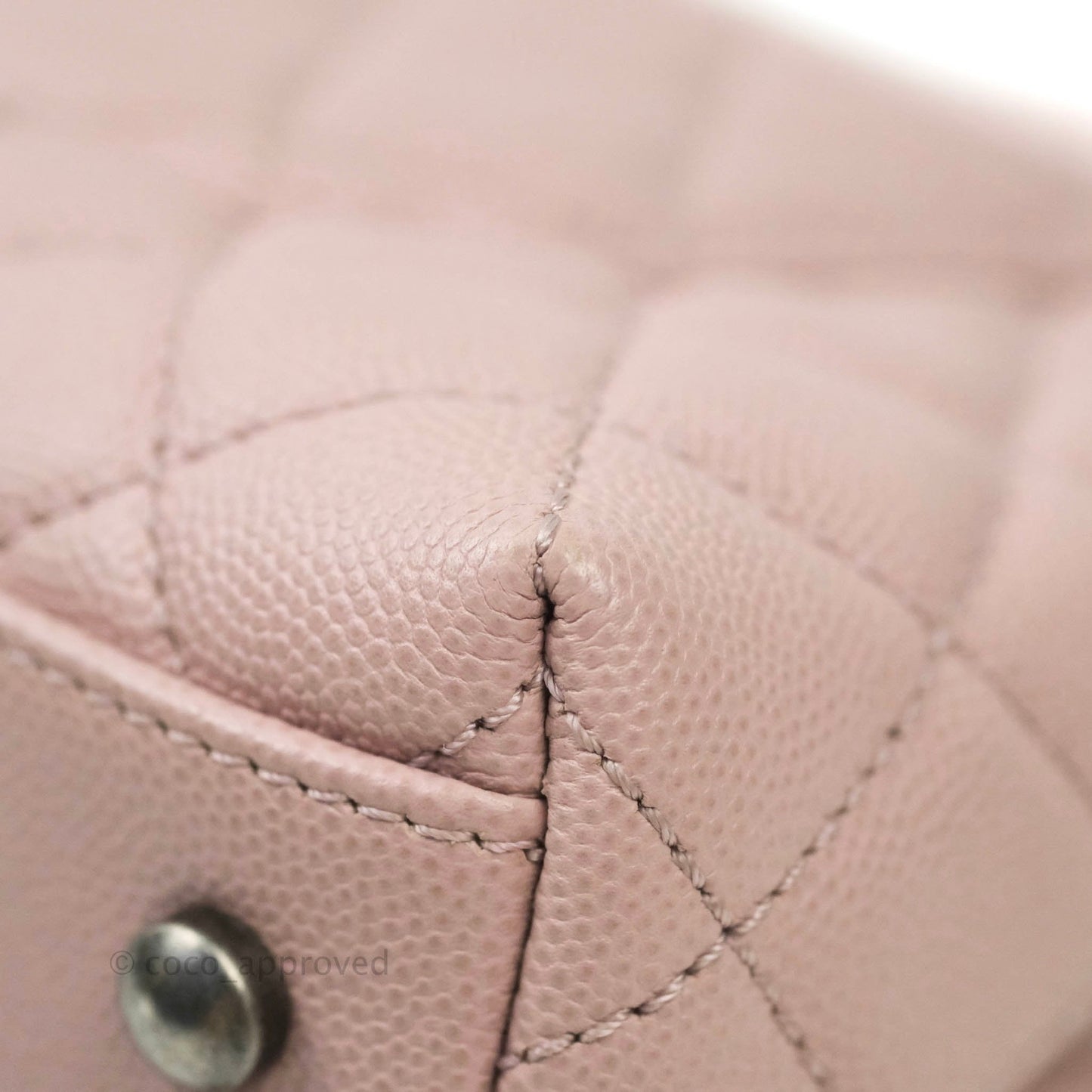 Chanel Mini (Small) Coco Handle Quilted Pink Caviar Ruthenium Hardware