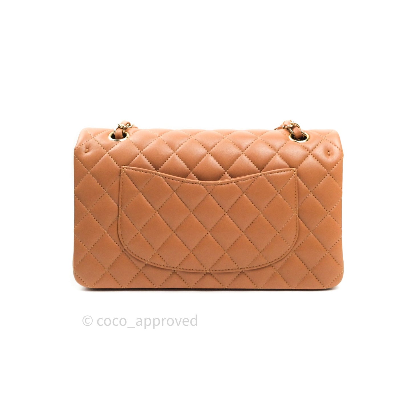 Chanel Classic M/L Medium Flap Quilted Dark Beige Caramel Lambskin Gold Hardware 21P
