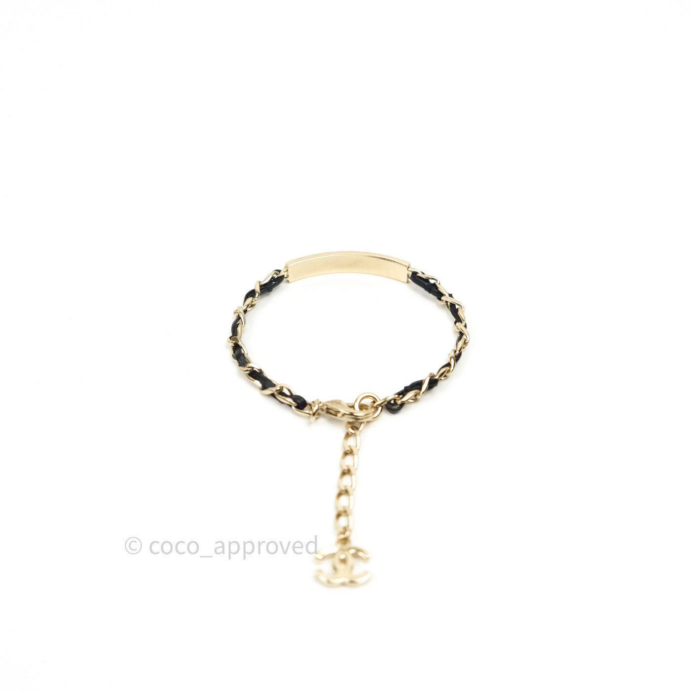 Chanel Metal Lambskin Crystal Sergeant Bracelet Gold 20B