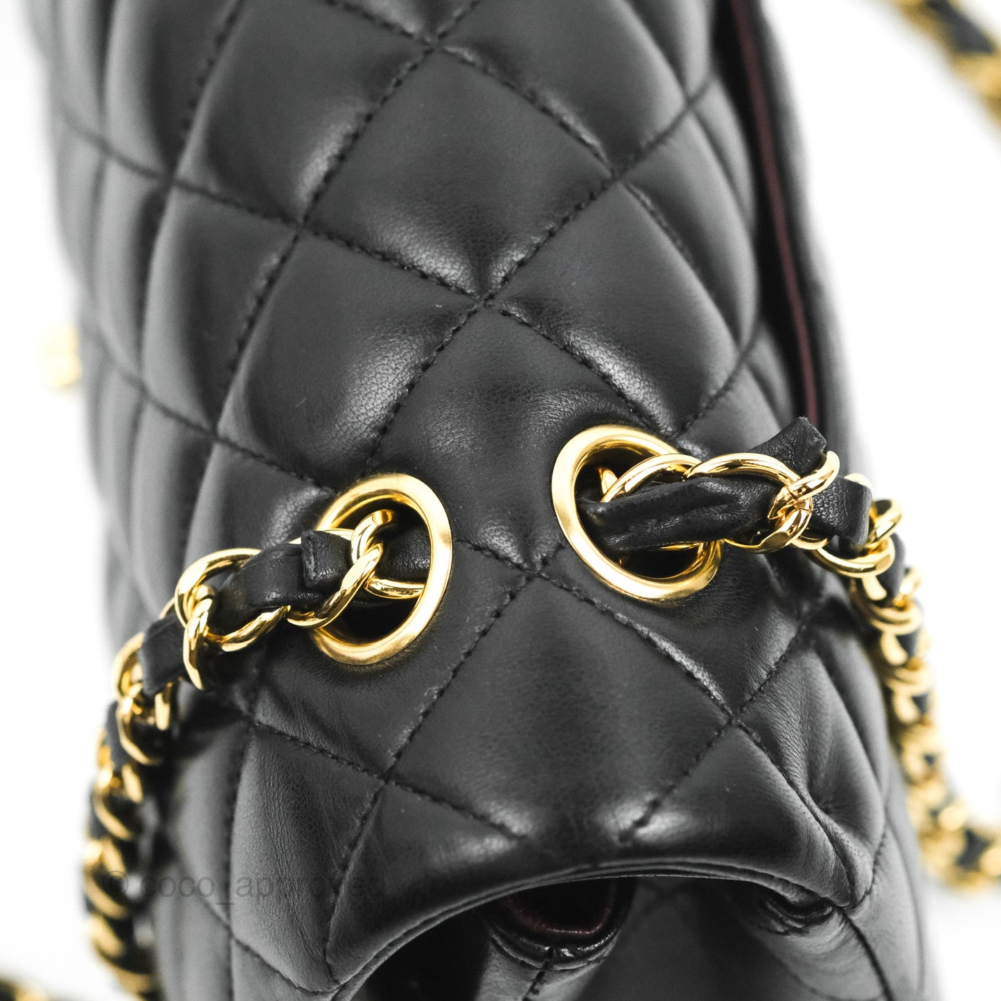 Chanel Classic M/L Medium Flap Quilted Black Lambskin Gold Hardware