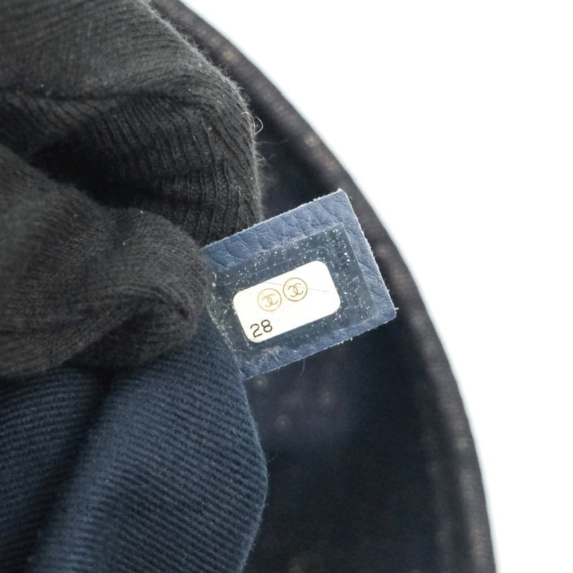 Chanel Large Deauville Navy Glitter Canvas Gold Hardware