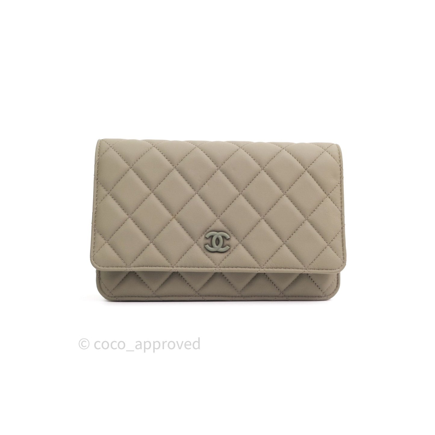 Chanel Quilted Wallet on Chain WOC Grey Calfskin Matte Grey Hardware