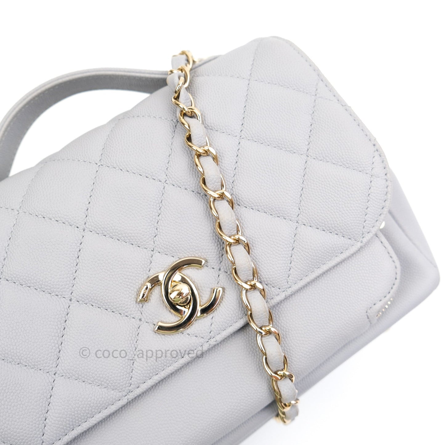 Chanel Quilted Medium Business Affinity Flap Grey Caviar Light Gold Hardware